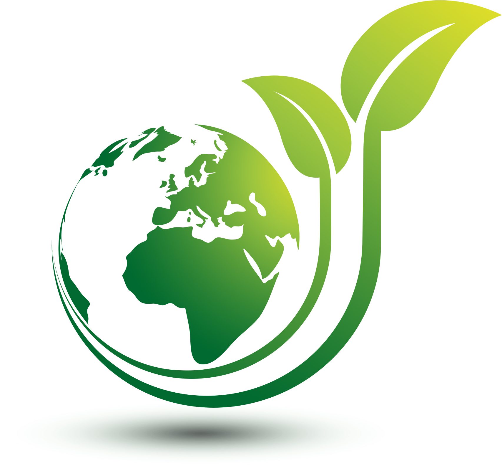 Illustration of a green plant growing from a globe, symbolizing environmental sustainability and growth, emphasizing the mission of saving the planet.